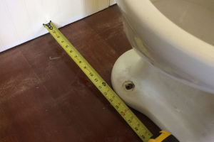 measuring a toilet rough in