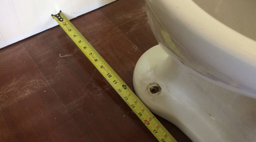 measuring a toilet rough in